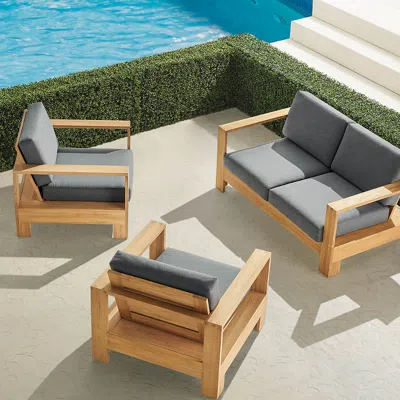 Frontgate Boretto 3-pc. Teak Loveseat Set In Gray