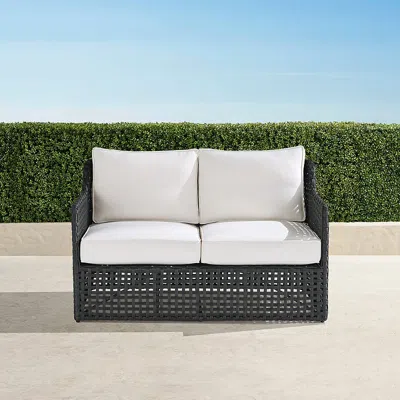 Frontgate Bowman Loveseat With Cushions In Graphite Wicker In White