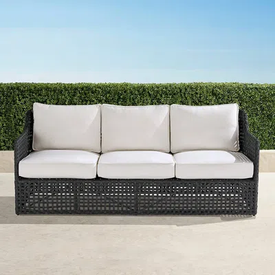 Frontgate Bowman Sofa With Cushions In Graphite Wicker In White