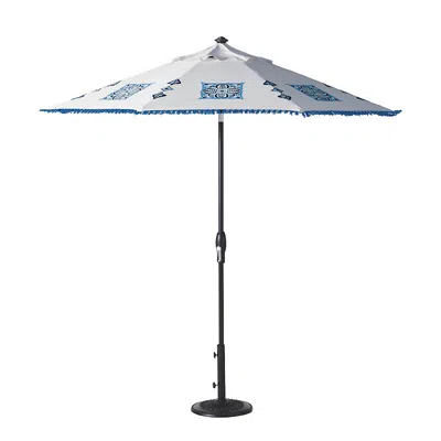 Frontgate Bronte Tile Handpainted Designer Umbrella
