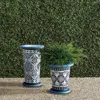 Frontgate Bronte Tile Handpainted Planters In Blue