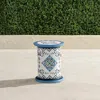 Frontgate Bronte Tile Handpainted Umbrella Table In White