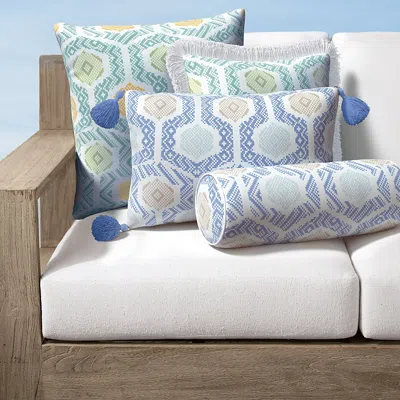 Frontgate Brycen Tile Indoor/outdoor Pillow In Blue