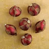 Frontgate Set Of 6 Burgundy Embellished Trimmed Ornaments