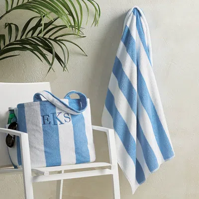 Frontgate Cabana Stripe Beach Tote In Gray