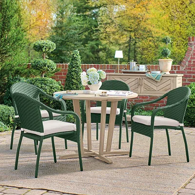 Frontgate Cafe 5-pc. Curved Back Chairs And Classic Teak Table Set In Weathered