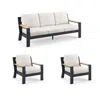 Frontgate Calhoun 3-pc. Sofa Set With Two Lounge Chairs In Matte Black Aluminum