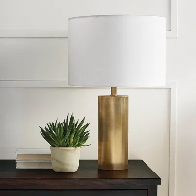 Frontgate Calloway Ribbed Brass Table Lamp In Multi