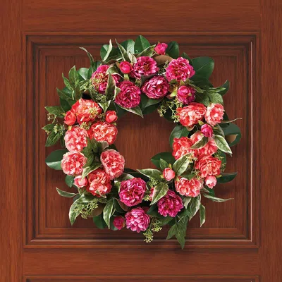 Frontgate Camellia Peony Wreath In Multi