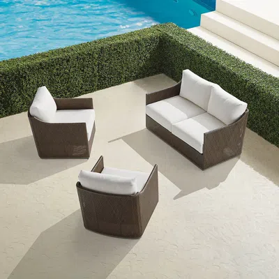Frontgate Cameron 3-pc. Loveseat Set In Desert Wicker In Brown