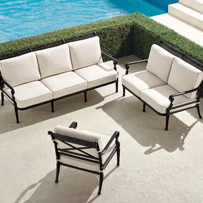 Frontgate Carlisle 3-pc. Sofa Set With Limited Edition Cushions In Onyx Aluminum