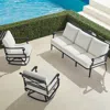 Frontgate Carlisle 3-pc. Sofa Set With Two Swivel Lounge Chairs In Onyx Aluminum