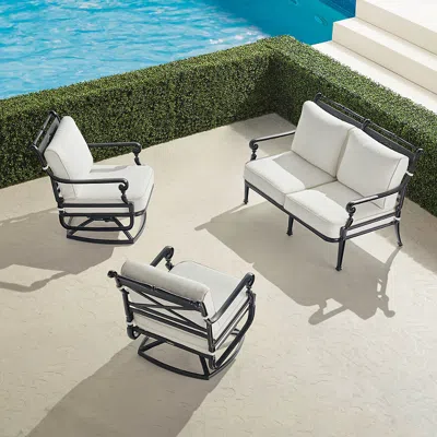 Frontgate Carlisle 3-pc. Loveseat Swivel Set In Onyx Finish In White