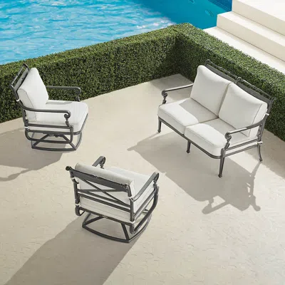 Frontgate Carlisle 3-pc. Loveseat Swivel Set In Slate Finish In White