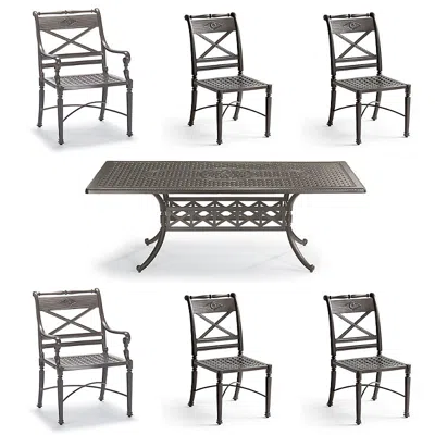 Frontgate Carlisle 7-pc. Cast-top Rectangular Dining Set In Slate Aluminum With Side Chairs
