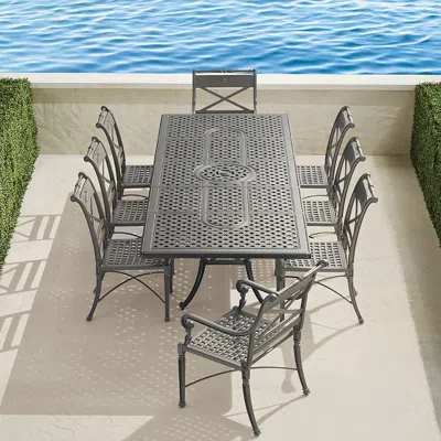 Frontgate Carlisle 9-pc. Expandable Dining Set With Side Chairs In Slate Aluminum