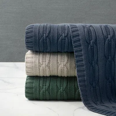 Frontgate Carlton Cable-knit Throw In White