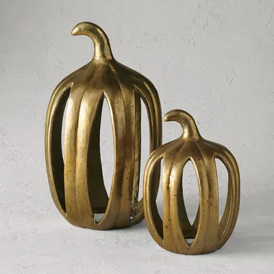 Frontgate Carved Pumpkin Hurricane Lantern