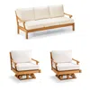 Frontgate Cassara 3-pc. Sofa Set With Two Swivel Lounge Chairs In Natural Teak