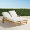 Frontgate Cassara Double Chaise Lounge With Cushions In Natural Teak