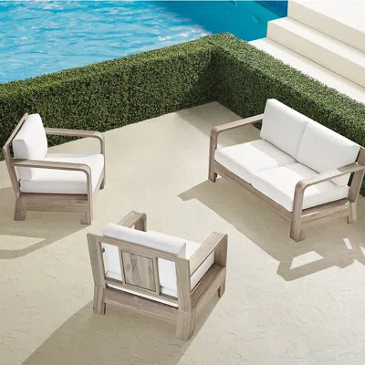 Frontgate Catania 3-pc. Loveseat Set In Weathered Teak In Gray