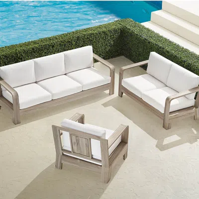 Frontgate Catania 3-pc. Sofa Set In Weathered Teak In Multi
