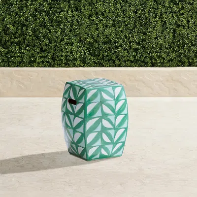 Frontgate Celine Handpainted Accent Stool In Green