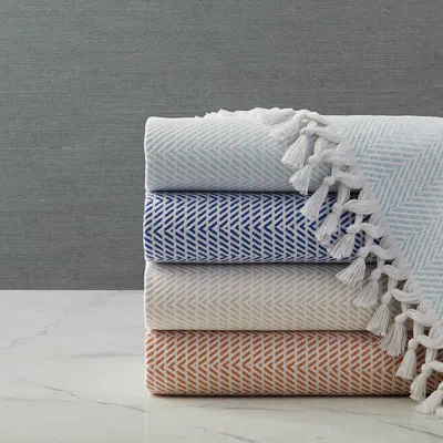 Frontgate Charlevoix Cotton Throw In Blue