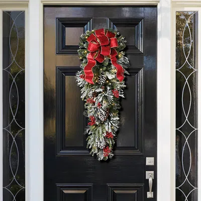 Frontgate Christmas Cheer Flocked Swag In Green
