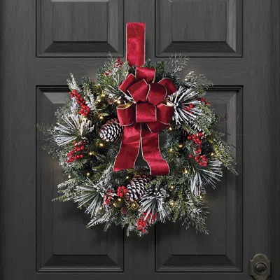 Frontgate Christmas Cheer Flocked Wreath In Green