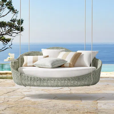 Frontgate Coraline Hanging Daybed With Cushions In Seasalt Finish In Neutral