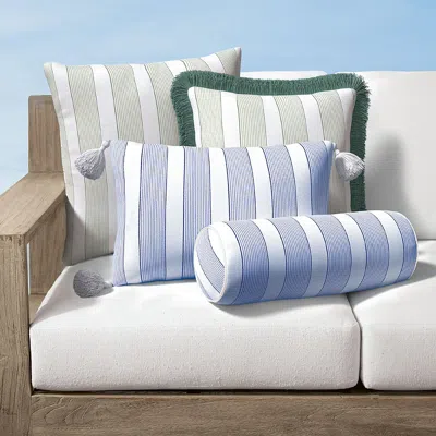 Frontgate Crew Stripe Indoor/outdoor Pillow In Blue