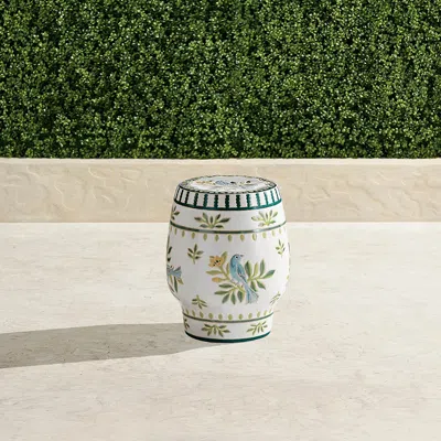 Frontgate Delia Botanical Handpainted Accent Stool