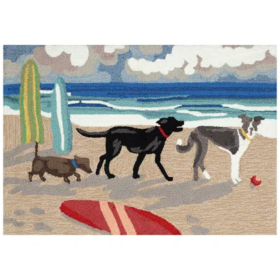 Frontgate Dogs On The Beach Door Mat In Blue
