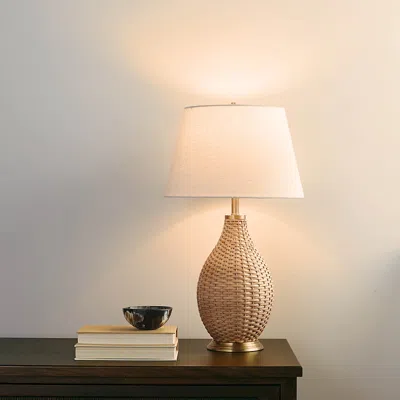 Frontgate Elsay Gourd Wicker Table Lamp