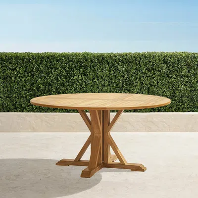 Frontgate Farmhouse 60" Round Dining Table In Natural Teak