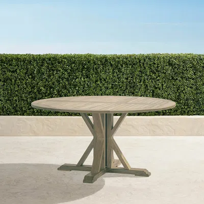 Frontgate Farmhouse 60" Round Dining Table In Weathered Teak