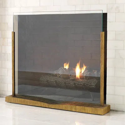 Frontgate Foster Fireplace Screen In Brown