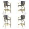 Frontgate French Cafe 4-pc. Aluminum Bar Stool In Black