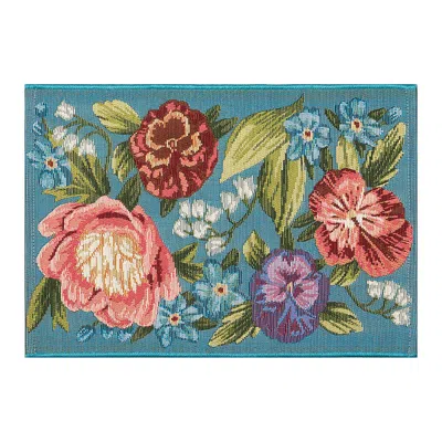 Frontgate Garden Oasis Washable Door Mat In Aqua