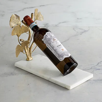 Frontgate Ginkgo Leaf Wine Bottle Holder In Gold