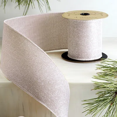 Frontgate Glitter Faux Linen Ribbon In Neutral
