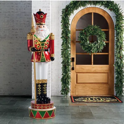 Frontgate Grand Traditional Soldier Nutcracker With Staff In Multi