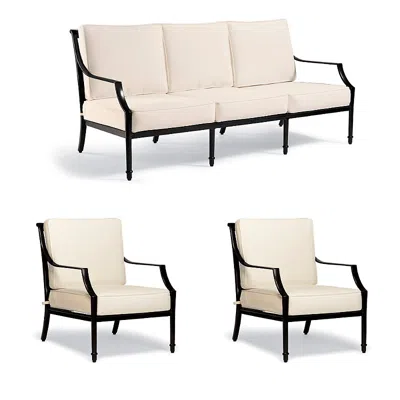 Frontgate Grayson 3-pc. Sofa Set With Two Lounge Chairs In Black Aluminum