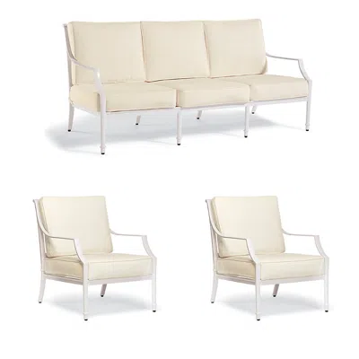 Frontgate Grayson 3-pc. Sofa Set With Two Lounge Chairs In White Aluminum