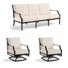 Frontgate Grayson 3-pc. Sofa Set With Two Swivel Lounge Chairs In Black Aluminum