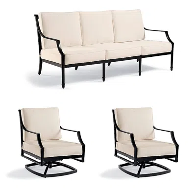 Frontgate Grayson 3-pc. Sofa Set With Two Swivel Lounge Chairs In Black Aluminum