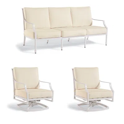 Frontgate Grayson 3-pc. Sofa Set With Two Swivel Lounge Chairs In White Aluminum