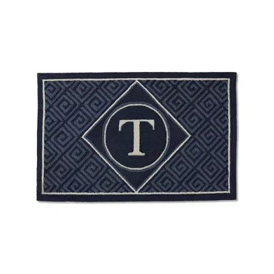 Frontgate Greek Key Monogram Door Mat In Blue