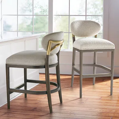 Frontgate Gwyneth Bar & Counter Stool In Canyon Gray,performance Boucle Natural Counter Stool